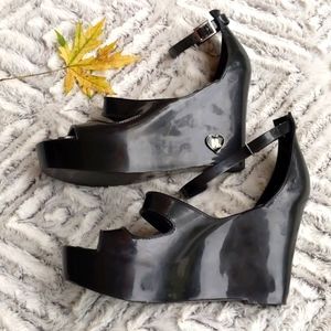 🛑SOLD!!🛑Harajuku Lovers Black Jelly Wedge Sandals